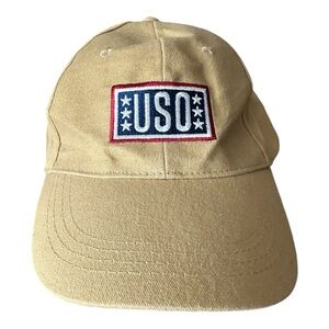 USO Military Hat Cap Support Our Heroes Adjustable Tan New